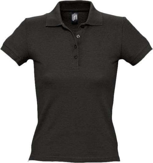 Рубашка поло женская People 210 черная, размер L