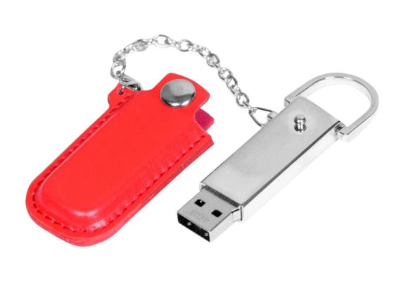 USB 2.0- флешка на 32 Гб в массивном корпусе с кожаным чехлом