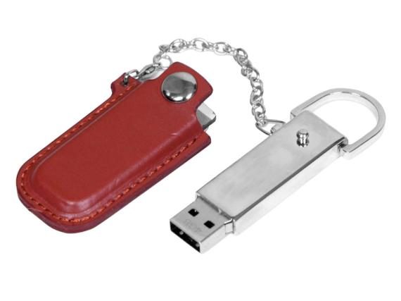 USB 2.0- флешка на 8 Гб в массивном корпусе с кожаным чехлом