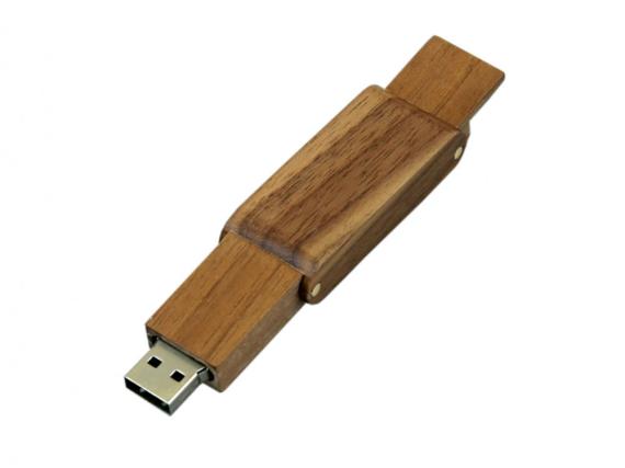 USB 2.0- флешка на 64 Гб прямоугольной формы с раскладным корпусом