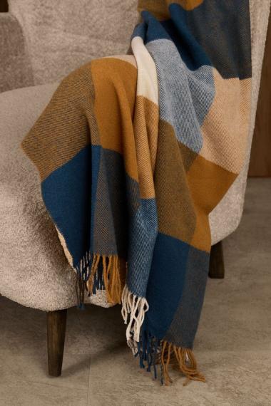 Плед Fleco, синий с коричневым