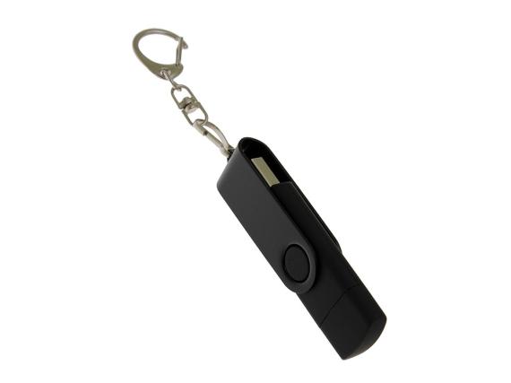 USB 2.0- флешка на 64 Гб с поворотным механизмом и дополнительным разъемом Type-C