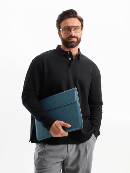 Рубашка поло оверсайз с длинным рукавом Heritage, черная, размер XL