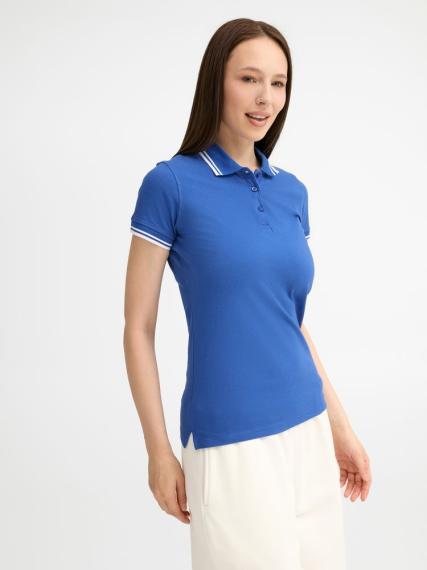 Рубашка поло женская Pasadena Women 200 с контрастной отделкой ярко-синяя с белым, размер M