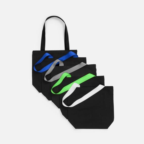 Шопер B5, черный с широкими оранжевыми ручками