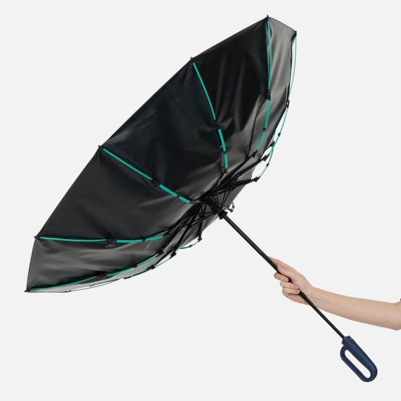 Зонт складной Skymate с УФ-защитой и ручкой-карабином, темно-синий