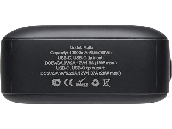 Внешний аккумулятор со встроенным кабелем-ретрактором «Ролло», QC/PD, 10000 мАч